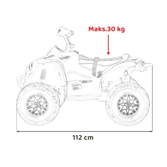 JOKO Elektrická Štvorkolka Maverick ATV 2x200W 24V, kožené sedadlo, penové kolesá, FM rádio, červená