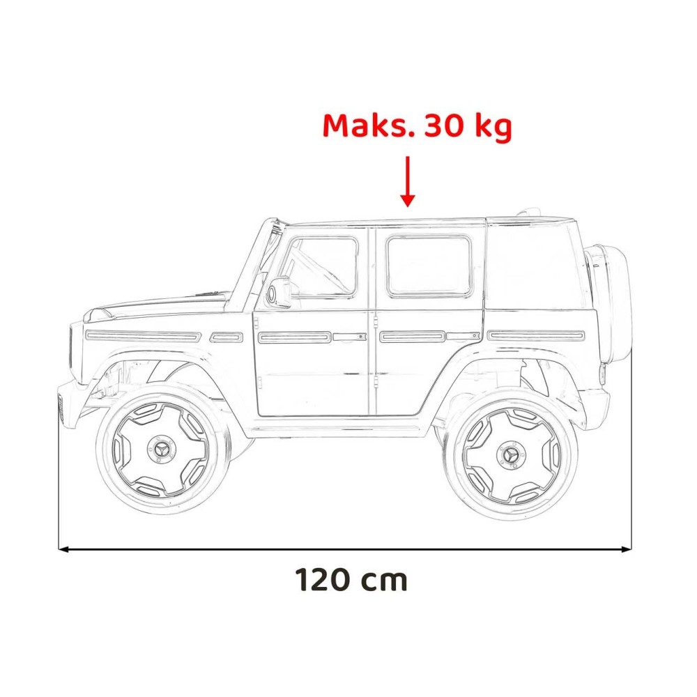 JOKO Elektrické Autíčko Mercedes Benz EQG 4x4, penové kolesá, kožené sedadlo, Prídavné LED svetlá, čierne