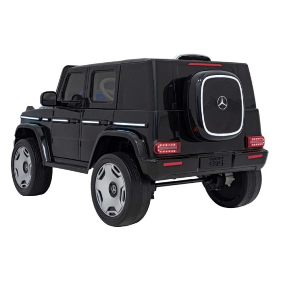 JOKO Elektrické Autíčko Mercedes Benz EQG 4x4, penové kolesá, kožené sedadlo, Prídavné LED svetlá, čierne
