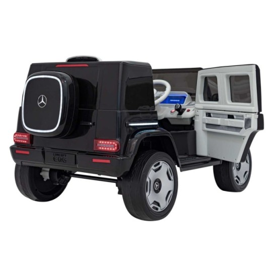 JOKO Elektrické Autíčko Mercedes Benz EQG 4x4, penové kolesá, kožené sedadlo, Prídavné LED svetlá, čierne