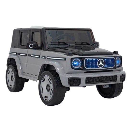 JOKO Elektrické Autíčko Mercedes Benz EQG 4x4, penové kolesá, kožené sedadlo, Prídavné LED svetlá, sivé