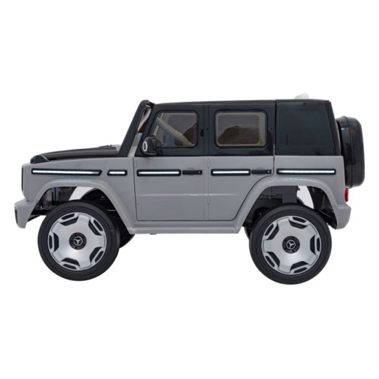JOKO Elektrické Autíčko Mercedes Benz EQG 4x4, penové kolesá, kožené sedadlo, Prídavné LED svetlá, sivé