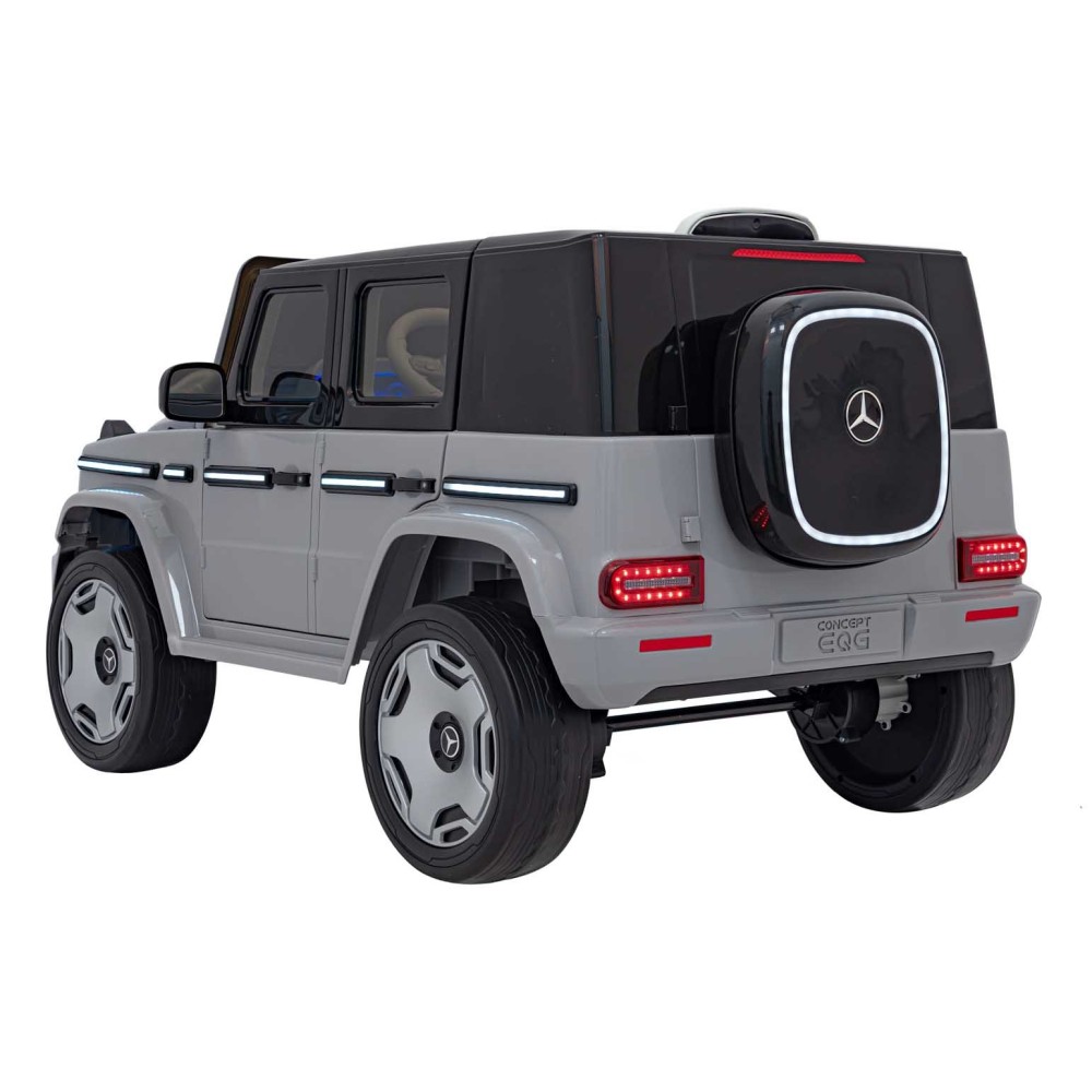 JOKO Elektrické Autíčko Mercedes Benz EQG 4x4, penové kolesá, kožené sedadlo, Prídavné LED svetlá, sivé