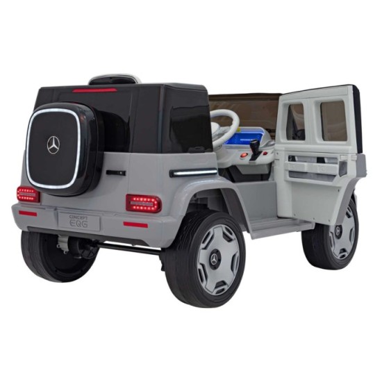JOKO Elektrické Autíčko Mercedes Benz EQG 4x4, penové kolesá, kožené sedadlo, Prídavné LED svetlá, sivé