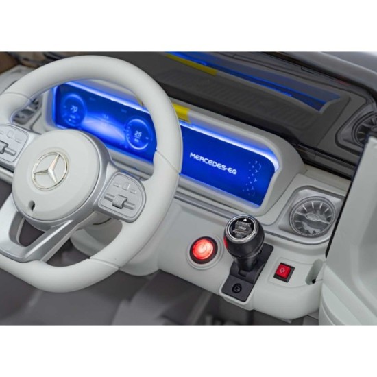 JOKO Elektrické Autíčko Mercedes Benz EQG 4x4, penové kolesá, kožené sedadlo, Prídavné LED svetlá, sivé