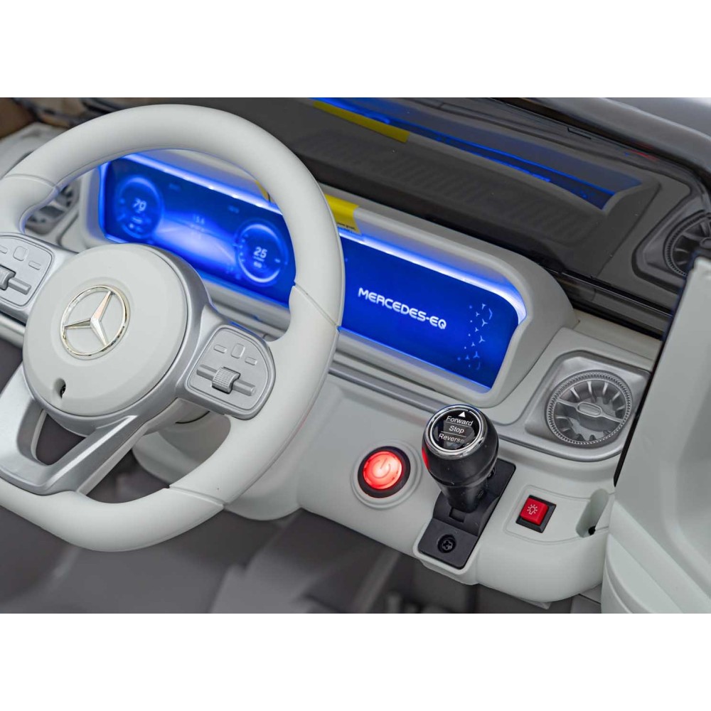 JOKO Elektrické Autíčko Mercedes Benz EQG 4x4, penové kolesá, kožené sedadlo, Prídavné LED svetlá, sivé
