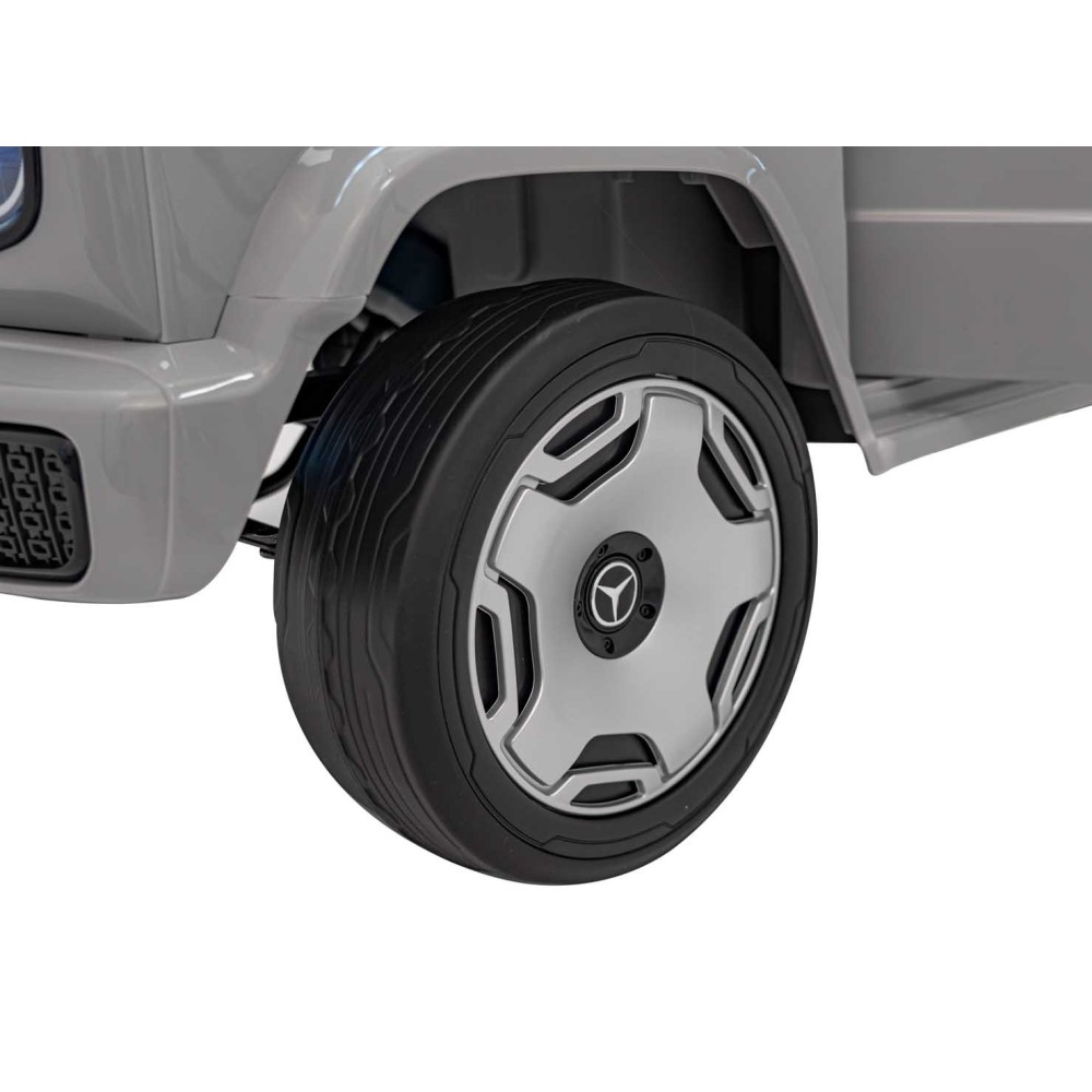 JOKO Elektrické Autíčko Mercedes Benz EQG 4x4, penové kolesá, kožené sedadlo, Prídavné LED svetlá, sivé