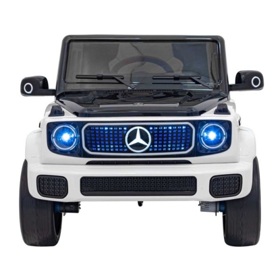 JOKO Elektrické Autíčko Mercedes Benz EQG 4x4, penové kolesá, kožené sedadlo, Prídavné LED svetlá, biele