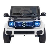 JOKO Elektrické Autíčko Mercedes Benz EQG 4x4, penové kolesá, kožené sedadlo, Prídavné LED svetlá, biele