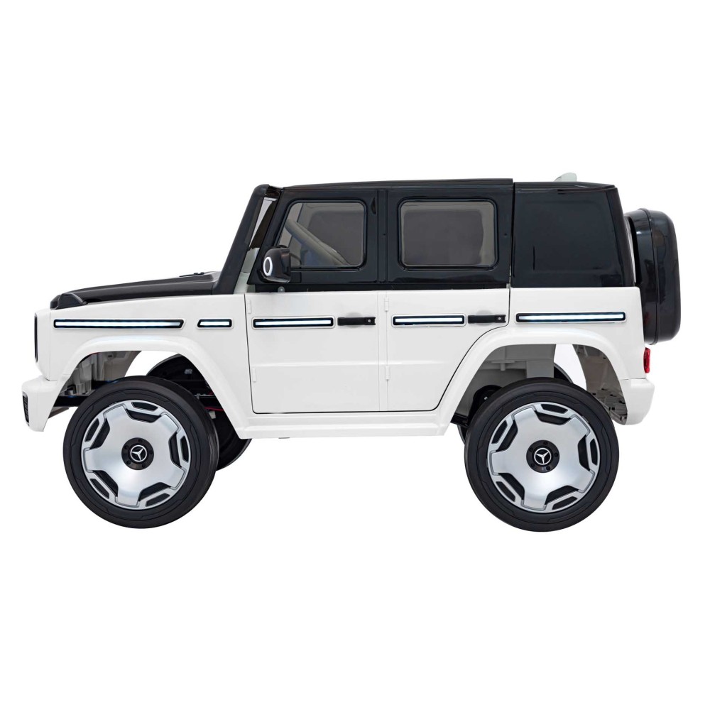 JOKO Elektrické Autíčko Mercedes Benz EQG 4x4, penové kolesá, kožené sedadlo, Prídavné LED svetlá, biele