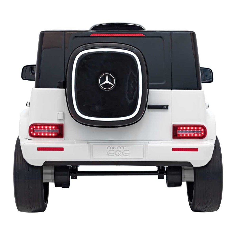 JOKO Elektrické Autíčko Mercedes Benz EQG 4x4, penové kolesá, kožené sedadlo, Prídavné LED svetlá, biele