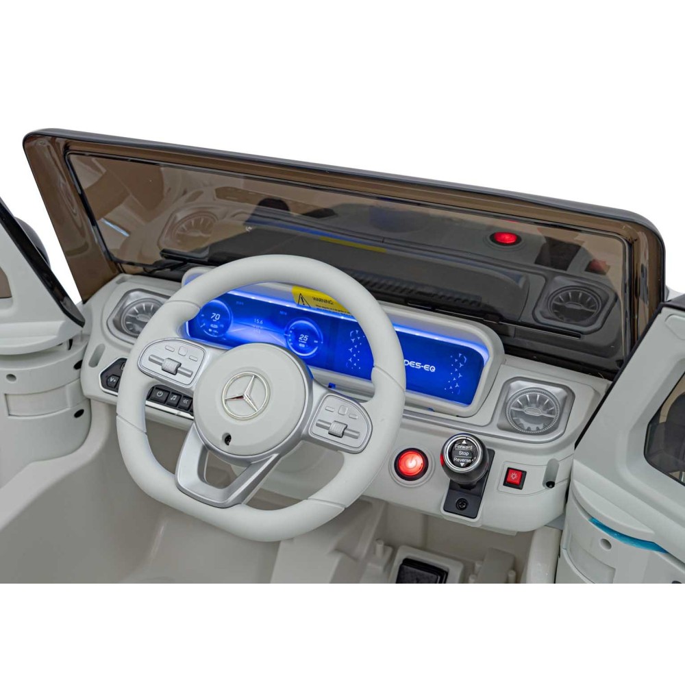 JOKO Elektrické Autíčko Mercedes Benz EQG 4x4, penové kolesá, kožené sedadlo, Prídavné LED svetlá, biele