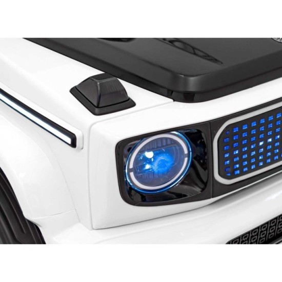 JOKO Elektrické Autíčko Mercedes Benz EQG 4x4, penové kolesá, kožené sedadlo, Prídavné LED svetlá, biele