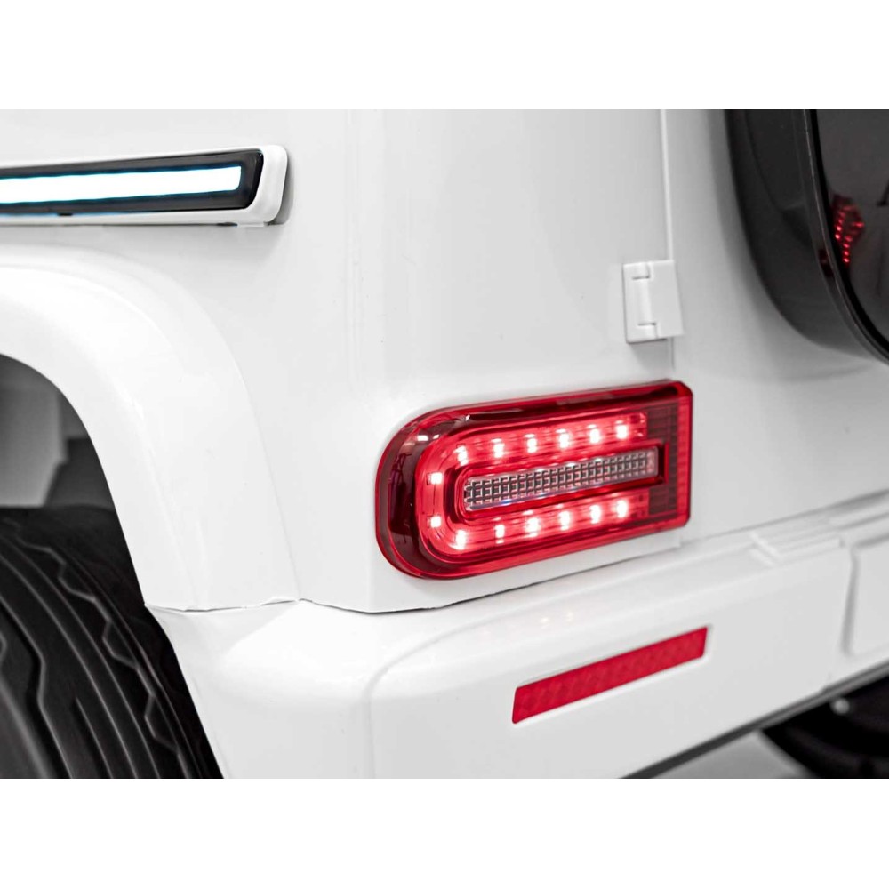 JOKO Elektrické Autíčko Mercedes Benz EQG 4x4, penové kolesá, kožené sedadlo, Prídavné LED svetlá, biele