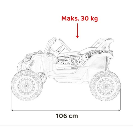 JOKO Elektrické autíčko Buggy ATV Defend 4x4 KUROMI License, penové kolesá, kožené sedadlo, fialové