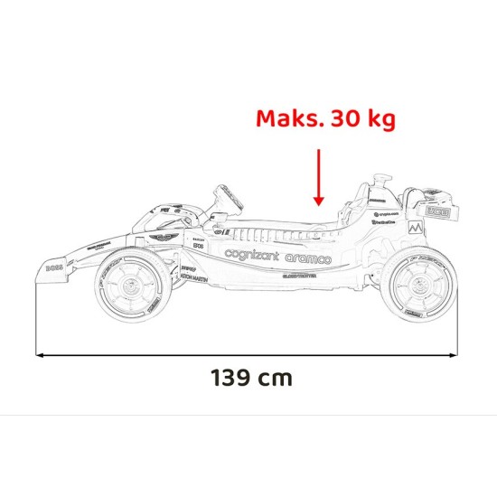 JOKO Elektrické Autíčko Formula 1 Aston Martin Cognizant Aramco 4x4, 24V, Penové kolesá, kožené sedadlo, zelená