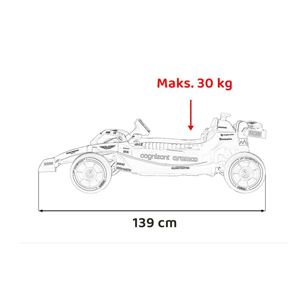 JOKO Elektrické Autíčko Formula 1 Aston Martin Cognizant Aramco 4x4, 24V, Penové kolesá, kožené sedadlo, zelená