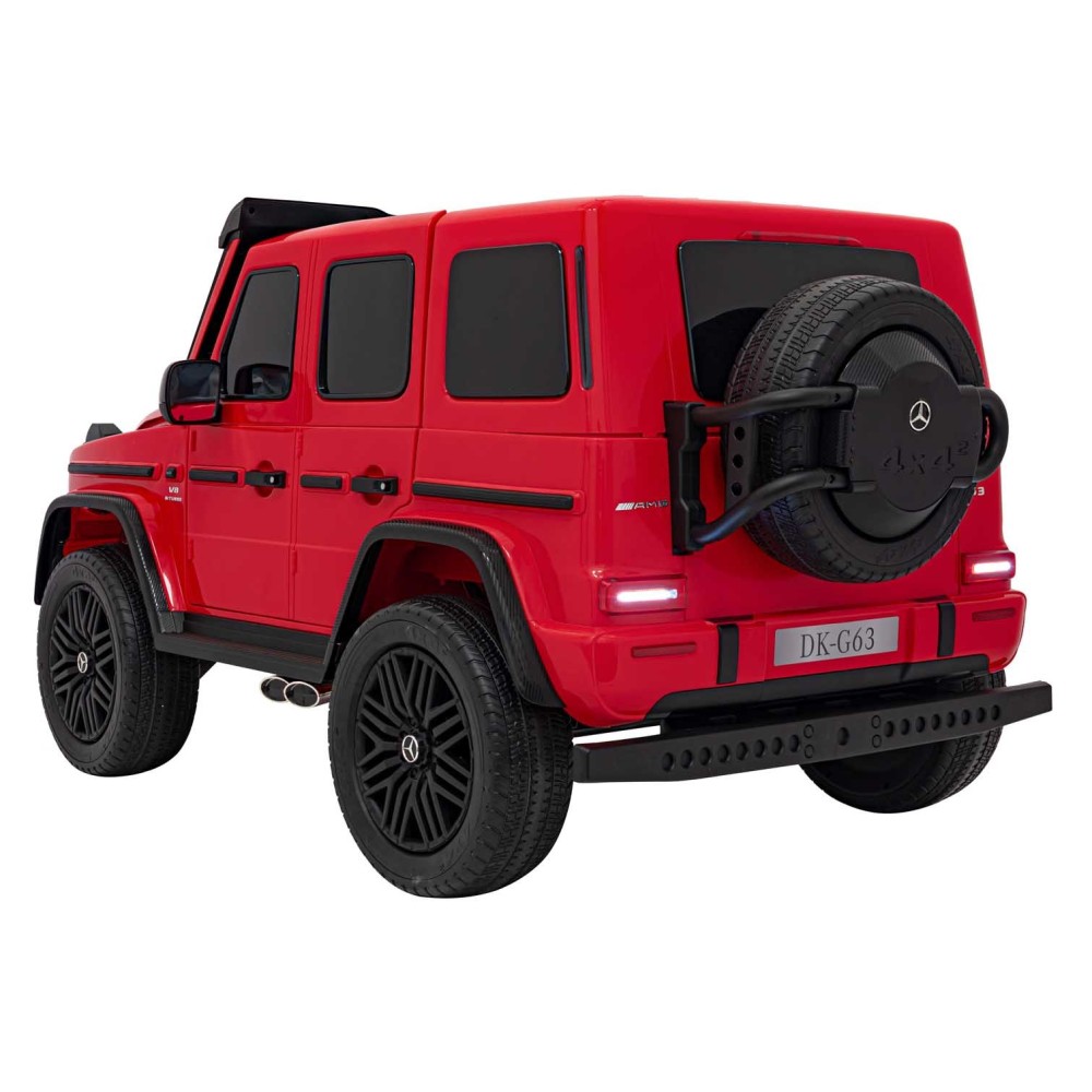 JOKO Elektrické autíčko Mercedes Benz G63 AMG XXL 4x200W 24V, penové kolesá, DVOJMIESTNE kožené sedadlo, Nosnosť 80kg, červené