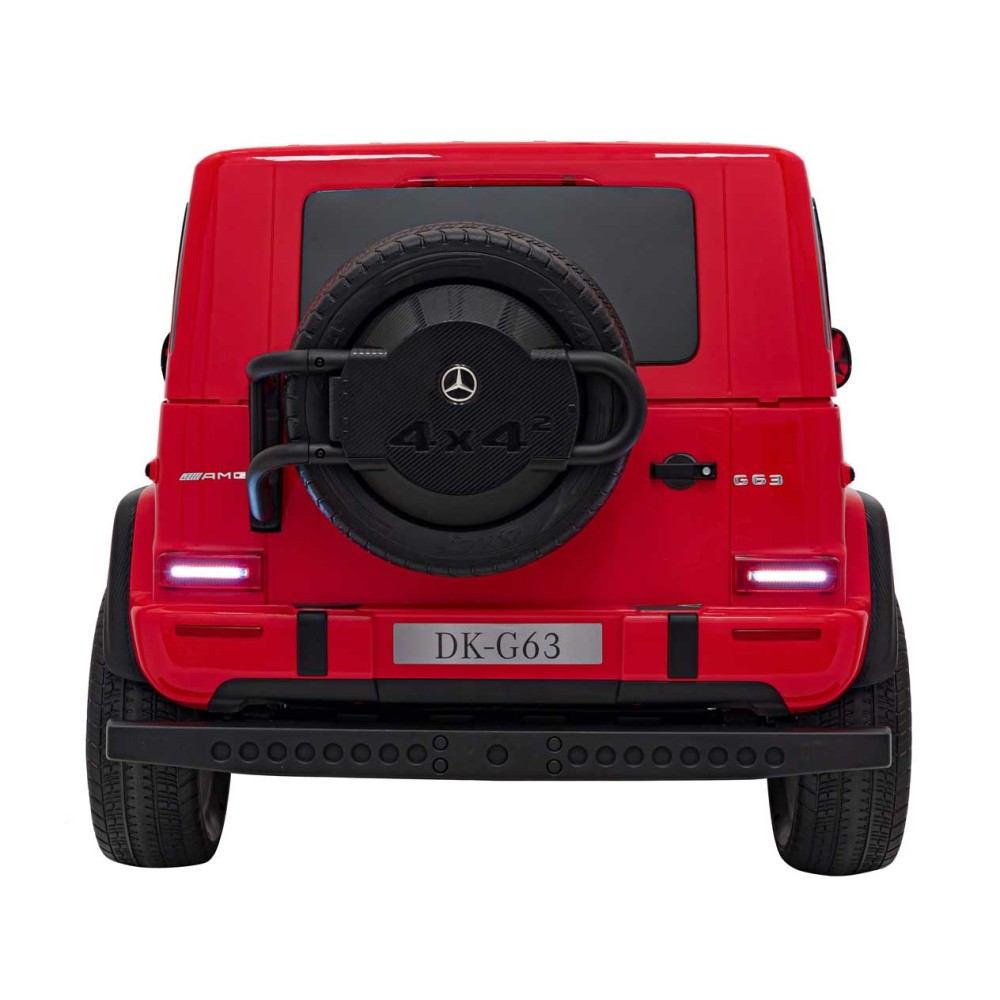 JOKO Elektrické autíčko Mercedes Benz G63 AMG XXL 4x200W 24V, penové kolesá, DVOJMIESTNE kožené sedadlo, Nosnosť 80kg, červené