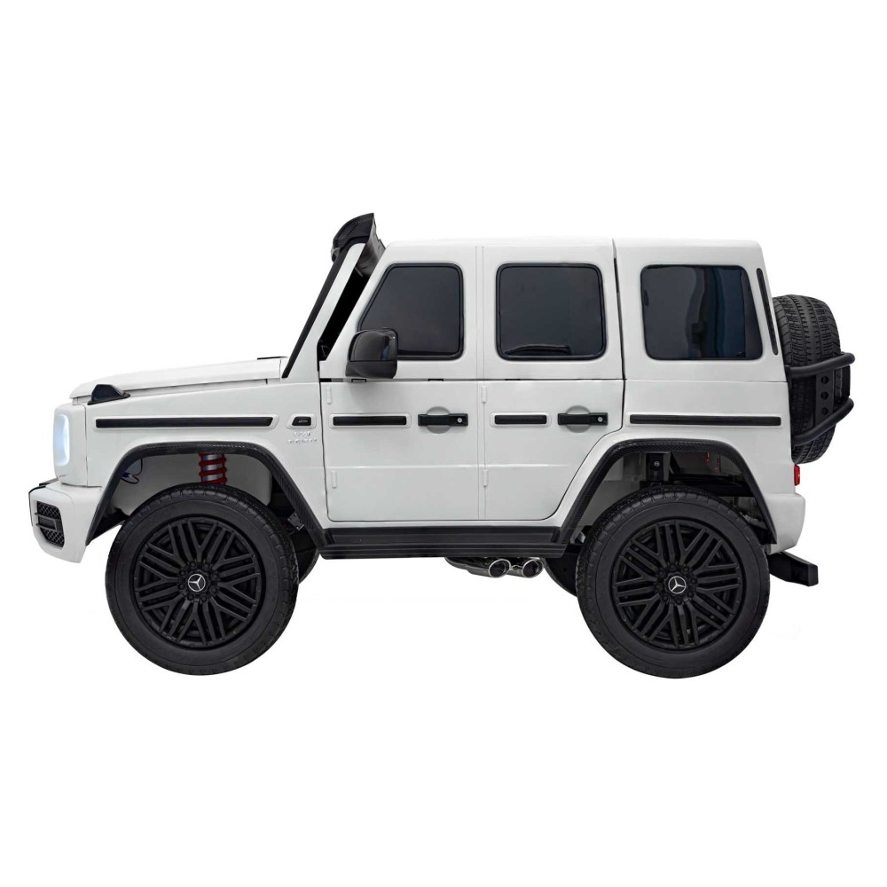 JOKO Elektrické autíčko Mercedes Benz G63 AMG XXL 4x200W 24V, penové kolesá, DVOJMIESTNE kožené sedadlo, Nosnosť 80kg, biele