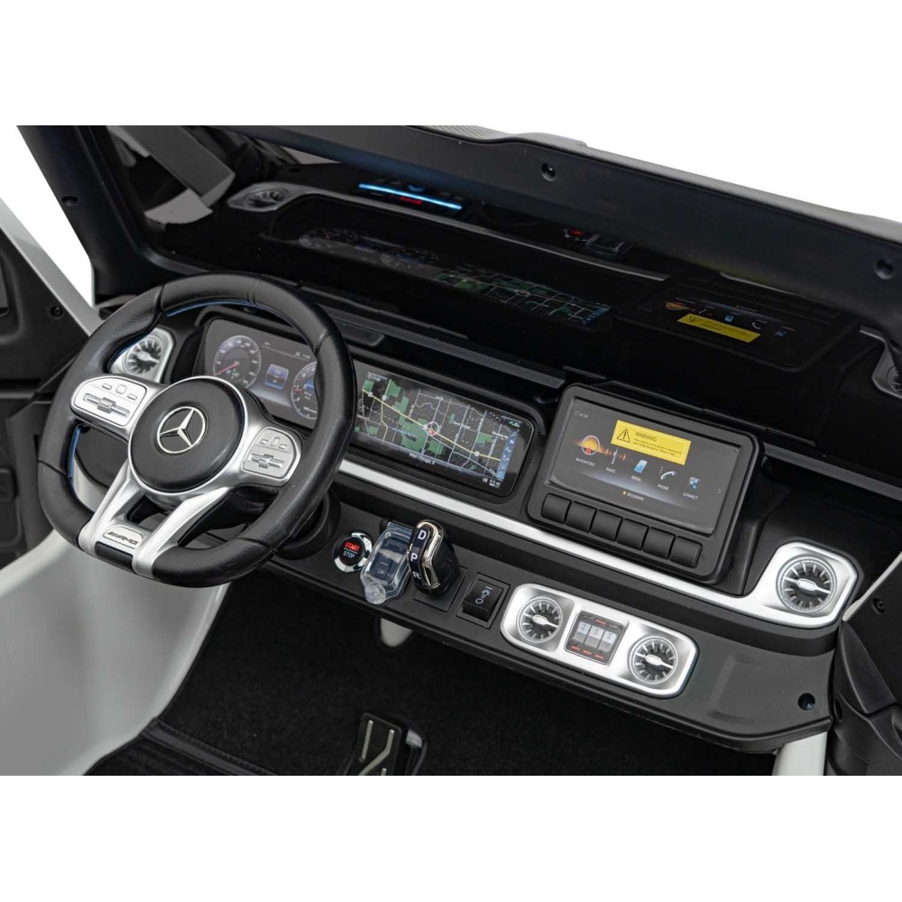 JOKO Elektrické autíčko Mercedes Benz G63 AMG XXL 4x200W 24V, penové kolesá, DVOJMIESTNE kožené sedadlo, Nosnosť 80kg, biele