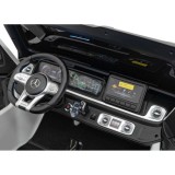 JOKO Elektrické autíčko Mercedes Benz G63 AMG XXL 4x200W 24V, penové kolesá, DVOJMIESTNE kožené sedadlo, Nosnosť 80kg, biele