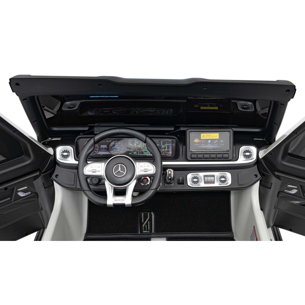 JOKO Elektrické autíčko Mercedes Benz G63 AMG XXL 4x200W 24V, penové kolesá, DVOJMIESTNE kožené sedadlo, Nosnosť 80kg, biele