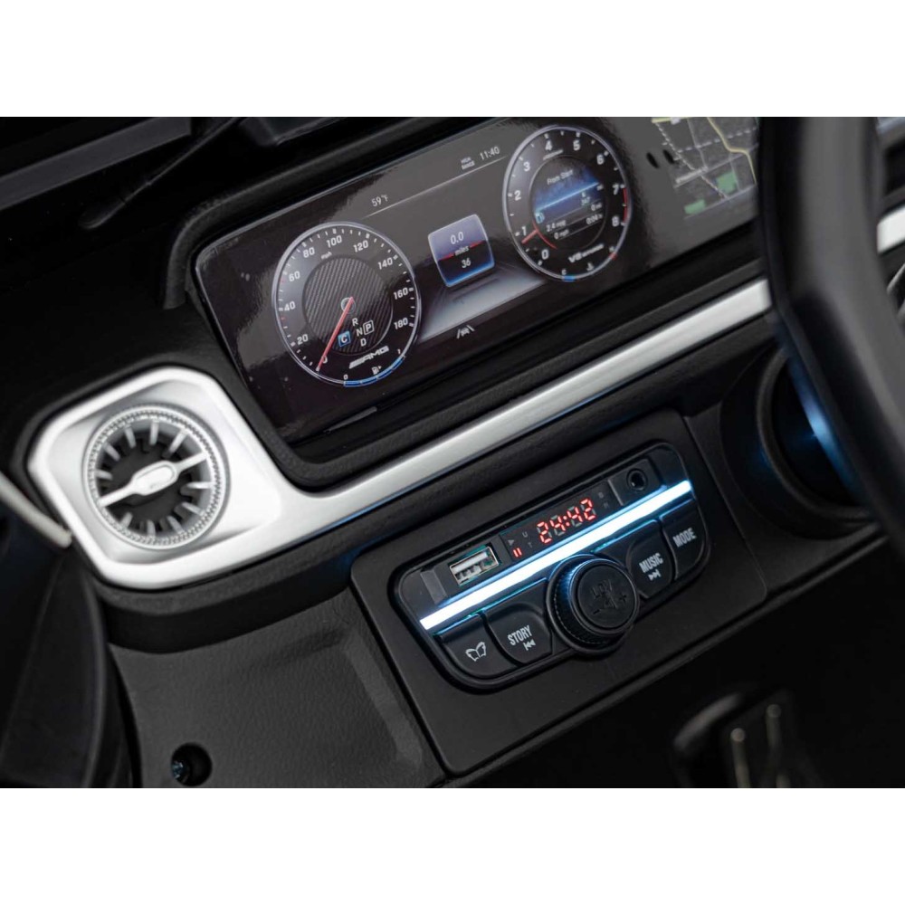 JOKO Elektrické autíčko Mercedes Benz G63 AMG XXL 4x200W 24V, penové kolesá, DVOJMIESTNE kožené sedadlo, Nosnosť 80kg, biele