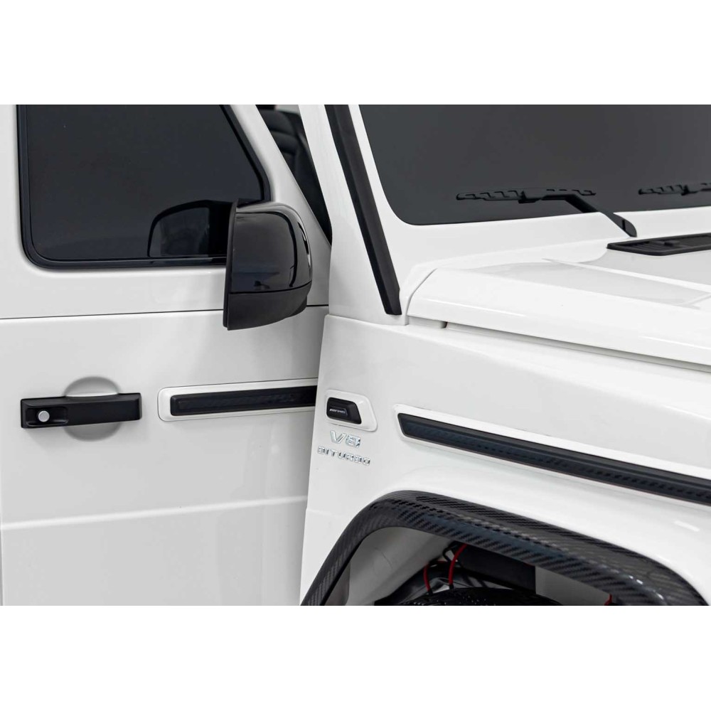 JOKO Elektrické autíčko Mercedes Benz G63 AMG XXL 4x200W 24V, penové kolesá, DVOJMIESTNE kožené sedadlo, Nosnosť 80kg, biele