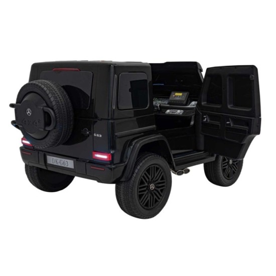 JOKO Elektrické autíčko Mercedes Benz G63 AMG XXL 4x200W 24V, penové kolesá, DVOJMIESTNE kožené sedadlo, Nosnosť 80kg, čierne