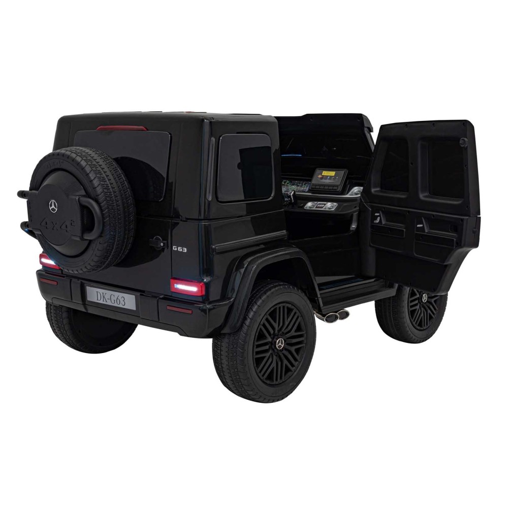 JOKO Elektrické autíčko Mercedes Benz G63 AMG XXL 4x200W 24V, penové kolesá, DVOJMIESTNE kožené sedadlo, Nosnosť 80kg, čierne