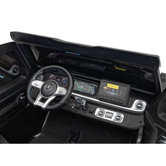 JOKO Elektrické autíčko Mercedes Benz G63 AMG XXL 4x200W 24V, penové kolesá, DVOJMIESTNE kožené sedadlo, Nosnosť 80kg, čierne