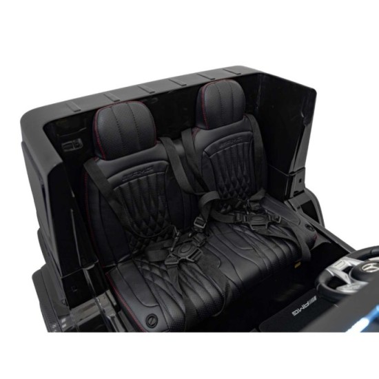 JOKO Elektrické autíčko Mercedes Benz G63 AMG XXL 4x200W 24V, penové kolesá, DVOJMIESTNE kožené sedadlo, Nosnosť 80kg, čierne