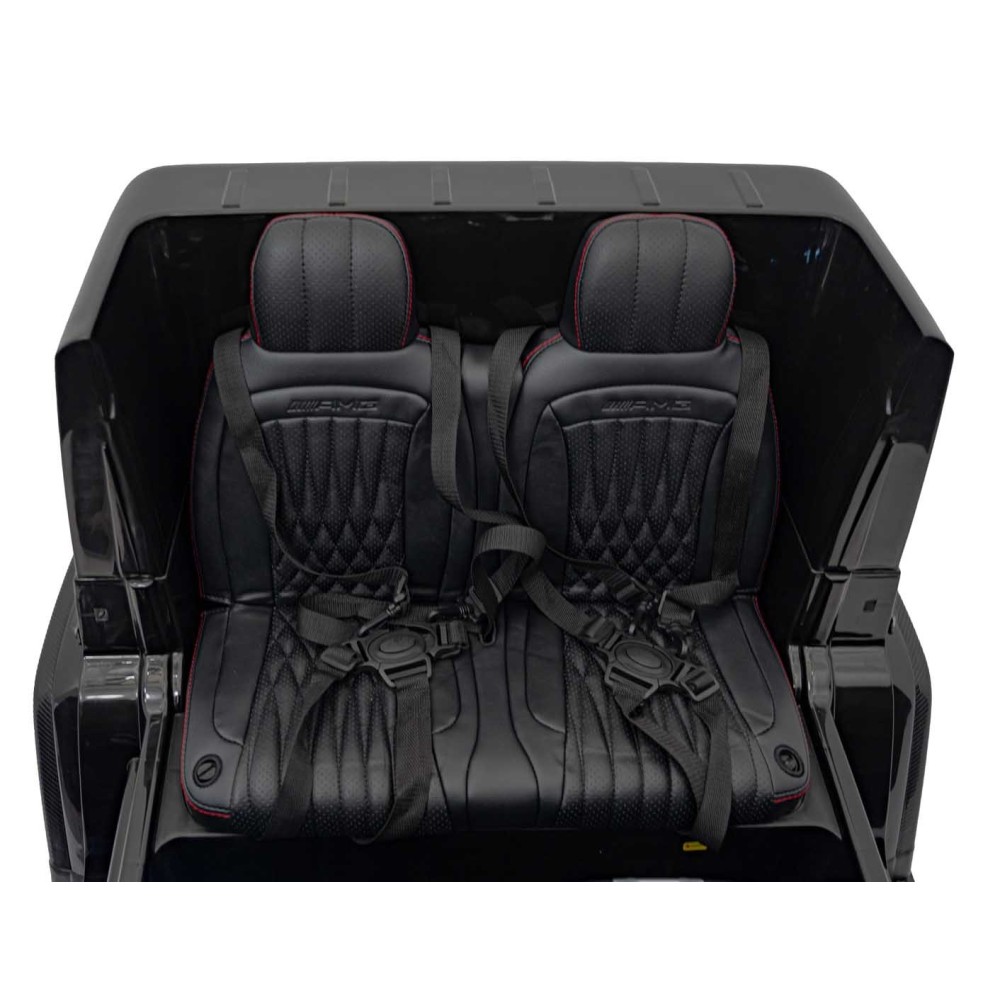 JOKO Elektrické autíčko Mercedes Benz G63 AMG XXL 4x200W 24V, penové kolesá, DVOJMIESTNE kožené sedadlo, Nosnosť 80kg, čierne