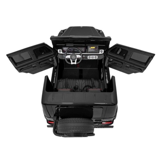 JOKO Elektrické autíčko Mercedes Benz G63 AMG XXL 4x200W 24V, penové kolesá, DVOJMIESTNE kožené sedadlo, Nosnosť 80kg, čierne