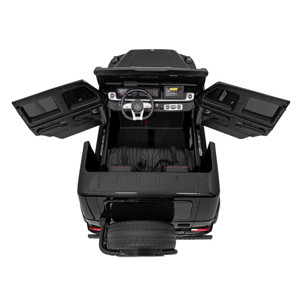 JOKO Elektrické autíčko Mercedes Benz G63 AMG XXL 4x200W 24V, penové kolesá, DVOJMIESTNE kožené sedadlo, Nosnosť 80kg, čierne