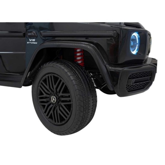JOKO Elektrické autíčko Mercedes Benz G63 AMG XXL 4x200W 24V, penové kolesá, DVOJMIESTNE kožené sedadlo, Nosnosť 80kg, čierne