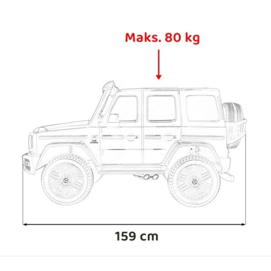 JOKO Elektrické autíčko Mercedes Benz G63 AMG XXL 4x200W 24V, penové kolesá, DVOJMIESTNE kožené sedadlo, Nosnosť 80kg, čierne