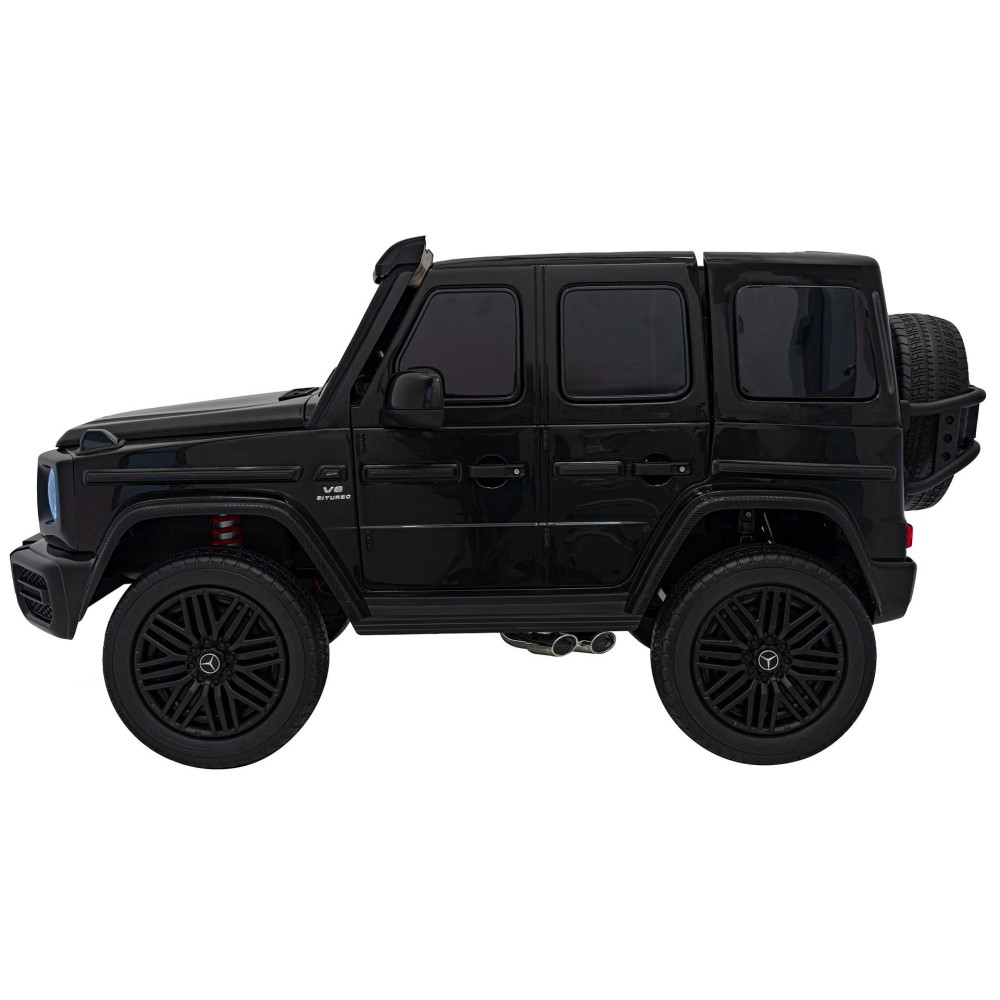 JOKO Elektrické autíčko Mercedes Benz G63 AMG XXL 4x200W 24V, penové kolesá, DVOJMIESTNE kožené sedadlo, Nosnosť 80kg, čierne