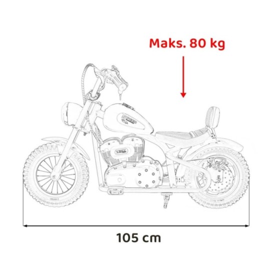 JOKO Elektrická Motorka SPEED Power 24V 250W, Bezkomutátorový Motor, rýchlosť 15,5 km/h, nosnosť 80kg, nafukovacie kolesá, modrá
