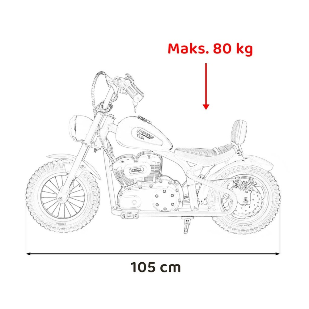 JOKO Elektrická Motorka SPEED Power 24V 250W, Bezkomutátorový Motor, rýchlosť 15,5 km/h, nosnosť 80kg, nafukovacie kolesá, modrá