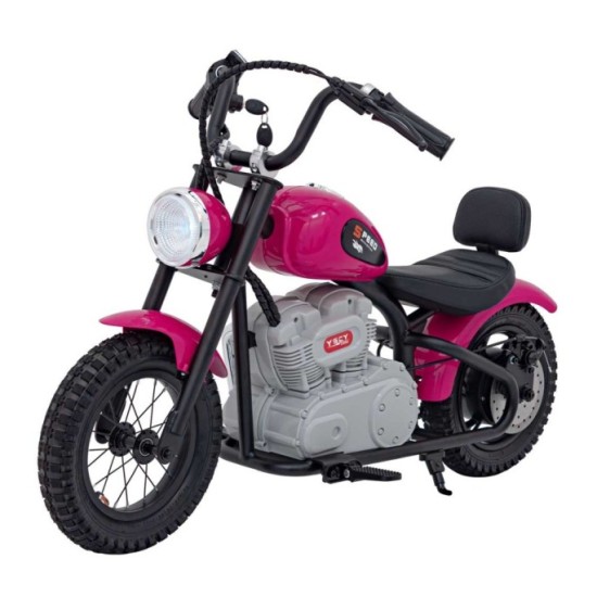 JOKO Elektrická Motorka SPEED Power 24V 250W, Bezkomutátorový Motor, rýchlosť 15,5 km/h, nosnosť 80kg, nafukovacie kolesá, ružov