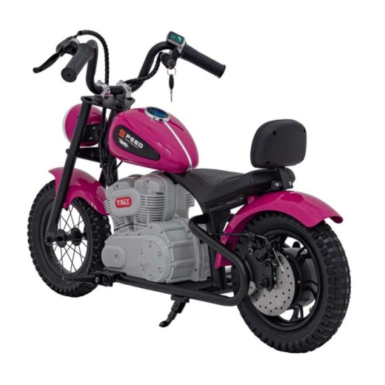 JOKO Elektrická Motorka SPEED Power 24V 250W, Bezkomutátorový Motor, rýchlosť 15,5 km/h, nosnosť 80kg, nafukovacie kolesá, ružov