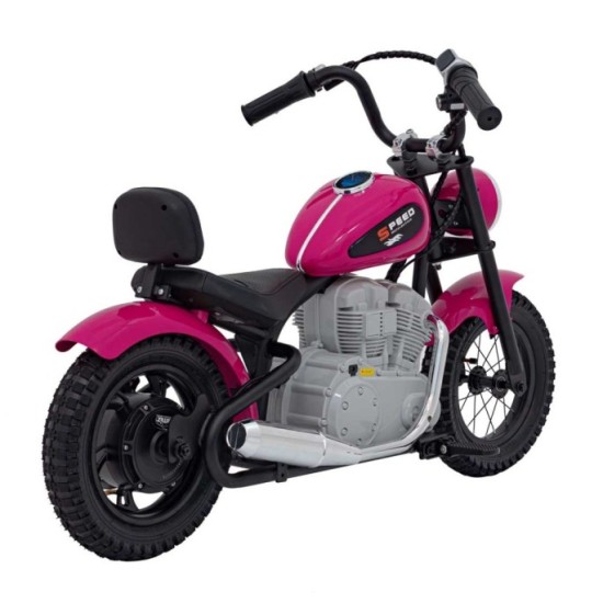 JOKO Elektrická Motorka SPEED Power 24V 250W, Bezkomutátorový Motor, rýchlosť 15,5 km/h, nosnosť 80kg, nafukovacie kolesá, ružov