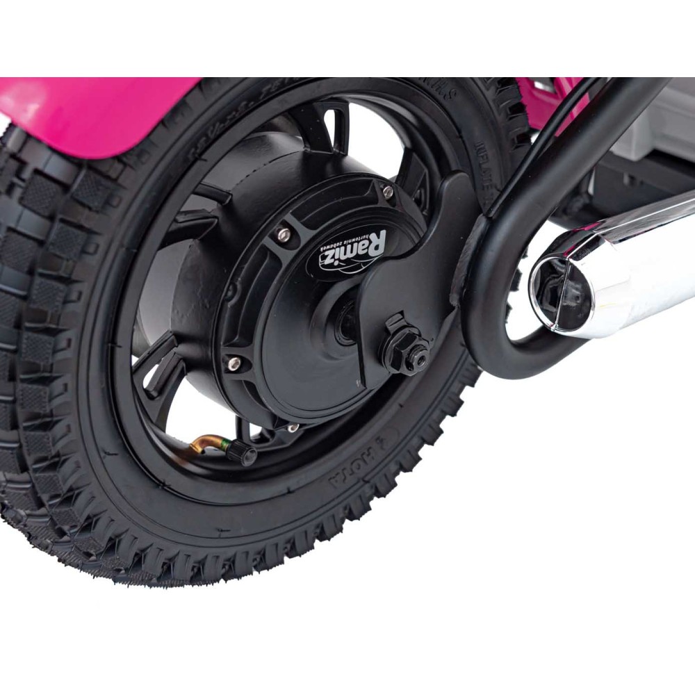 JOKO Elektrická Motorka SPEED Power 24V 250W, Bezkomutátorový Motor, rýchlosť 15,5 km/h, nosnosť 80kg, nafukovacie kolesá, ružov