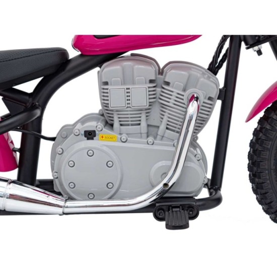 JOKO Elektrická Motorka SPEED Power 24V 250W, Bezkomutátorový Motor, rýchlosť 15,5 km/h, nosnosť 80kg, nafukovacie kolesá, ružov