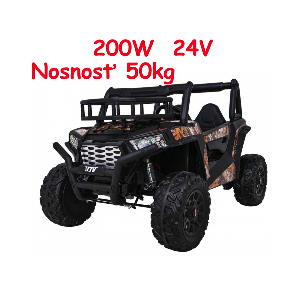 JOKO Elektrické autíčko BUGGY UTV 24V 200W, penové kolesá, Dvojmiestne kožené sedadlo, nosnosť 50kg, maskáčové