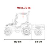 JOKO Elektrický traktor s vlečkou Blast 2x200W 24V, penové kolesá, kožené sedadlo, modrý