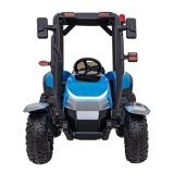 JOKO Elektrický traktor s vlečkou Blast 2x200W 24V, penové kolesá, kožené sedadlo, modrý