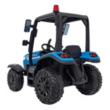 JOKO Elektrický traktor s vlečkou Blast 2x200W 24V, penové kolesá, kožené sedadlo, modrý